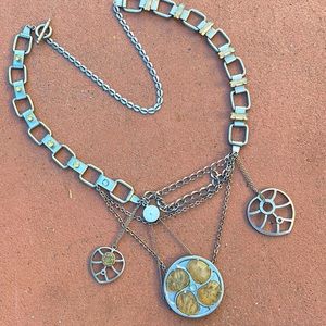 All Saints stones crystals and Gears layered necklace